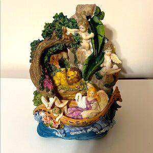 Vintage 1990 Cherubic Garden Figurine with Angels and Animals
